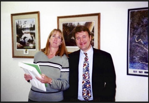 Working through paperwork in the Easton offices